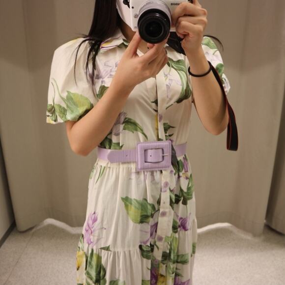 Zara Floral Printed Belted Shirt Midi Dress. Blogger fave. - Picture 5 of 16